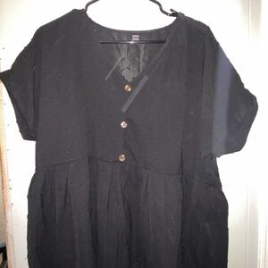 SHEIN Black Textured V-Neck Top